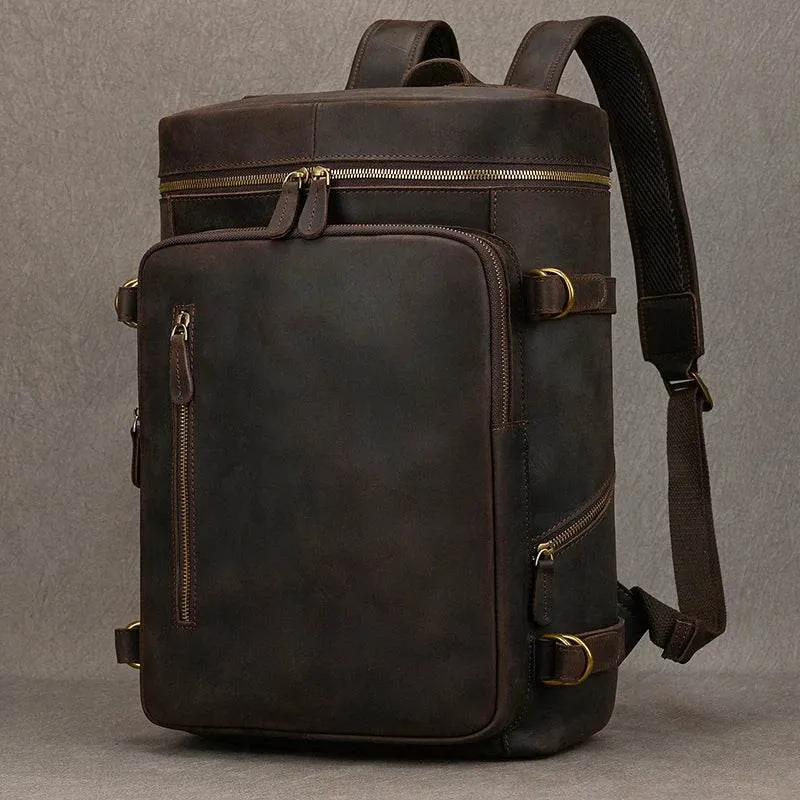 Casual Leather Backpack Crazy Horse Vintage Style for Men