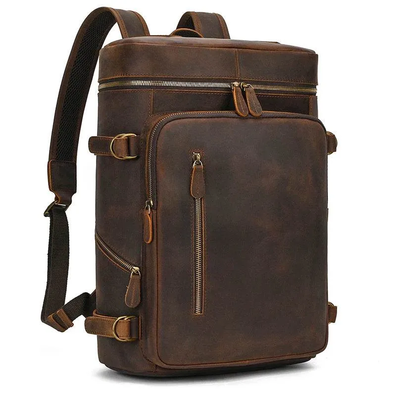 Casual Leather Backpack Crazy Horse Vintage Style for Men