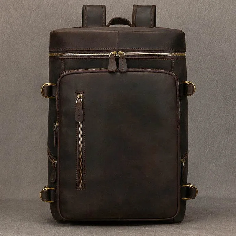 Casual Leather Backpack Crazy Horse Vintage Style for Men