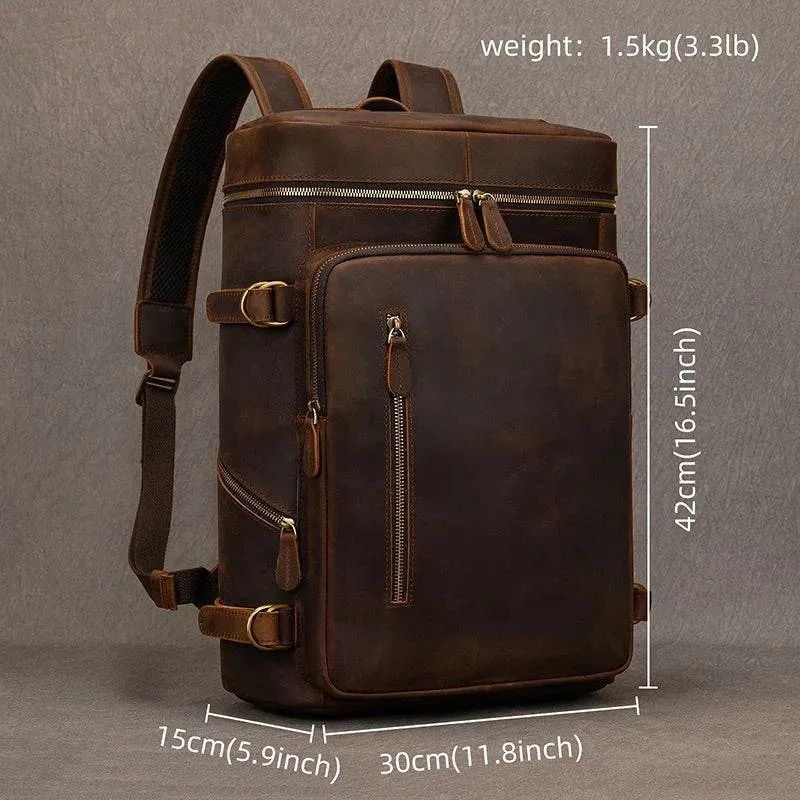 Casual Leather Backpack Crazy Horse Vintage Style for Men