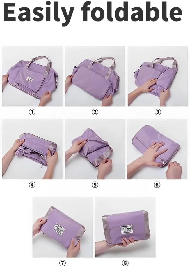 Casual Travel Makeup Bag, Foldable and Expandable Large Capacity Toiletry Travel Bag with Dividers, Makeup Organizer (purple)