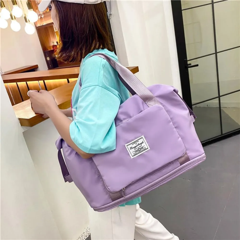 Casual Travel Makeup Bag, Foldable and Expandable Large Capacity Toiletry Travel Bag with Dividers, Makeup Organizer (purple)