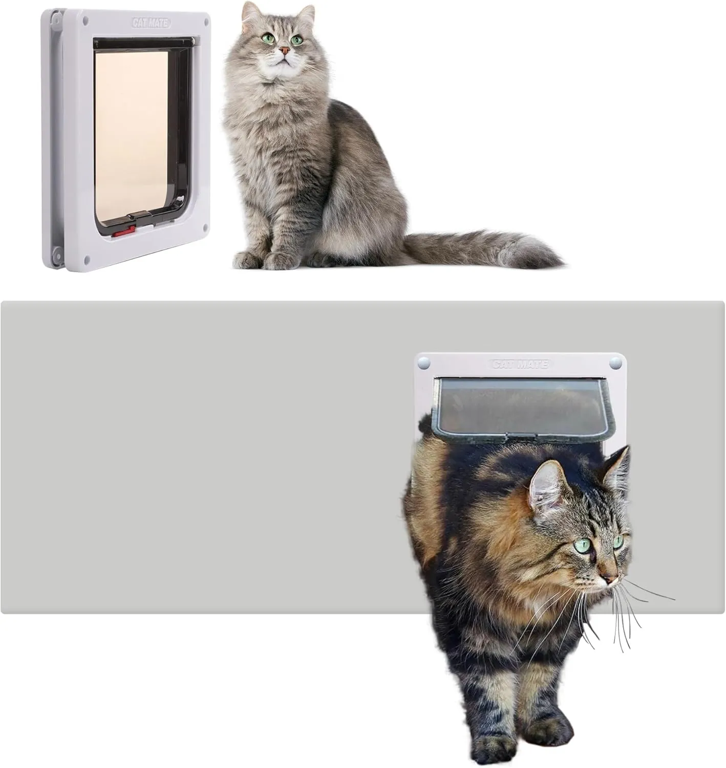 Cat Door for Windows by Cat Flap Fever - Lockable Insert Custom Sizes for Vertical & Horizontal Windows - Easy Install & Removal, Solid White PVC Base