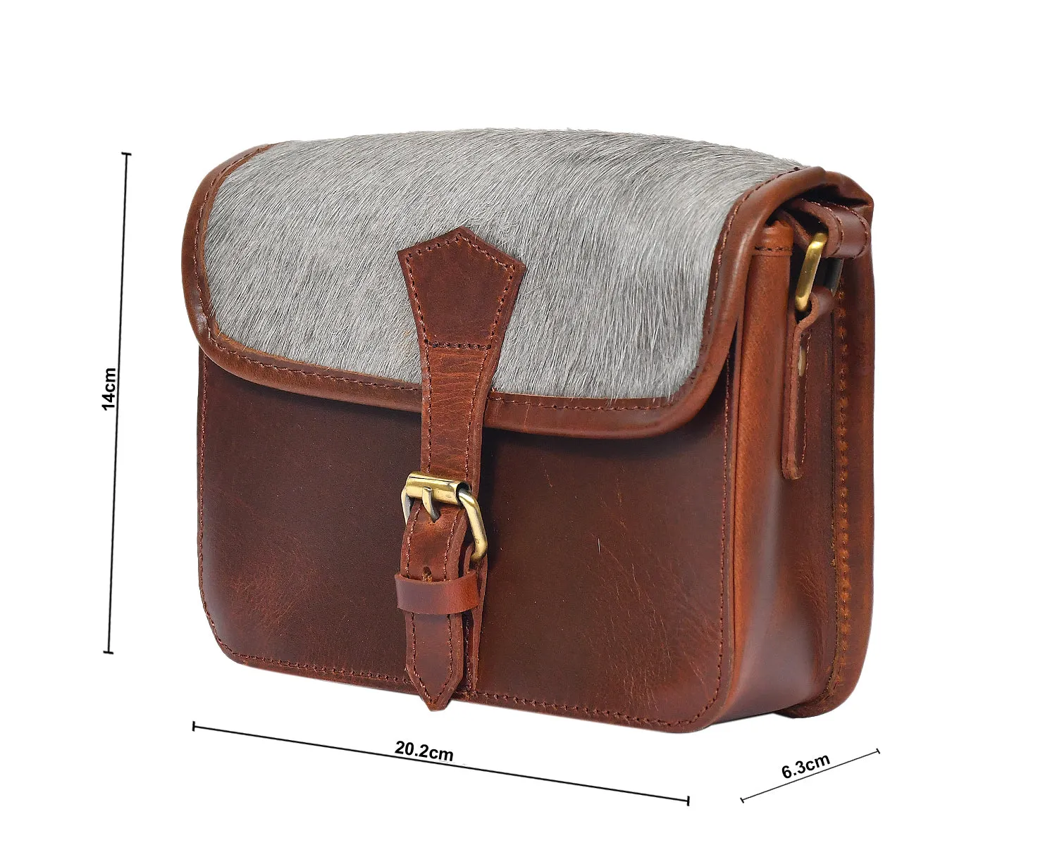 Celtic brown color leather with grey hair on leather sling bag for women and girls | Party wear, Art: BG-1156