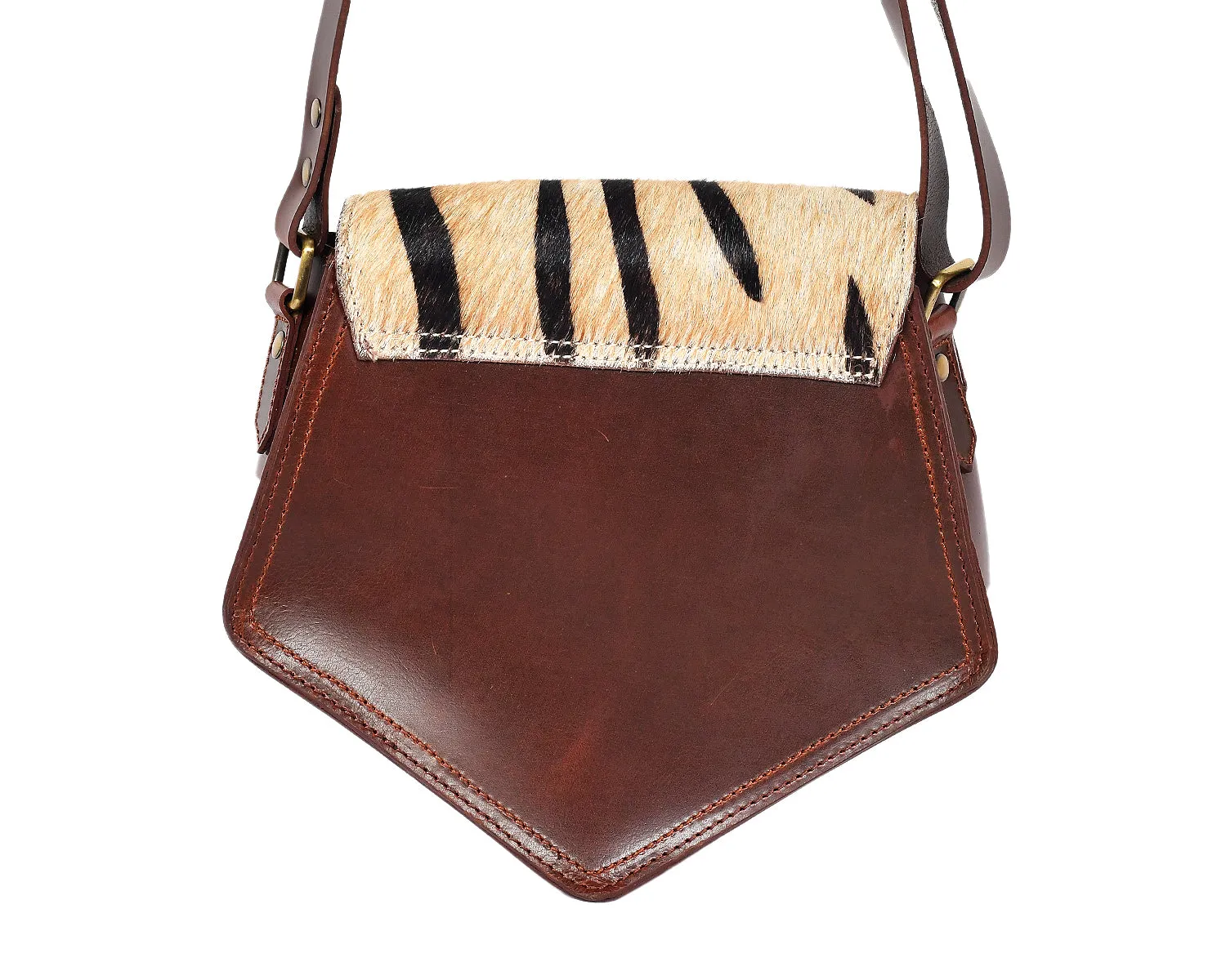 Celtic brown color pure leather with hair on leather sling bag for women and girls | Party wear,  Art: BG-1154