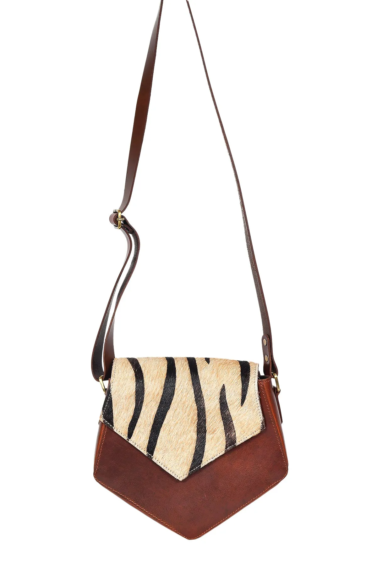 Celtic brown color pure leather with hair on leather sling bag for women and girls | Party wear,  Art: BG-1154