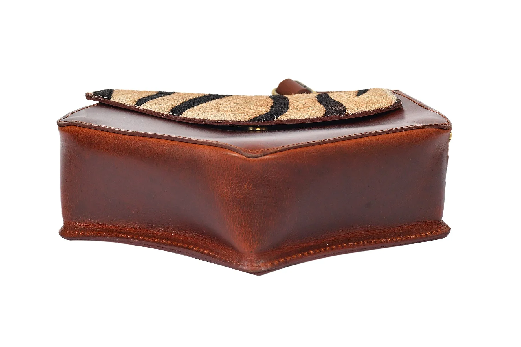 Celtic brown color pure leather with hair on leather sling bag for women and girls | Party wear,  Art: BG-1154