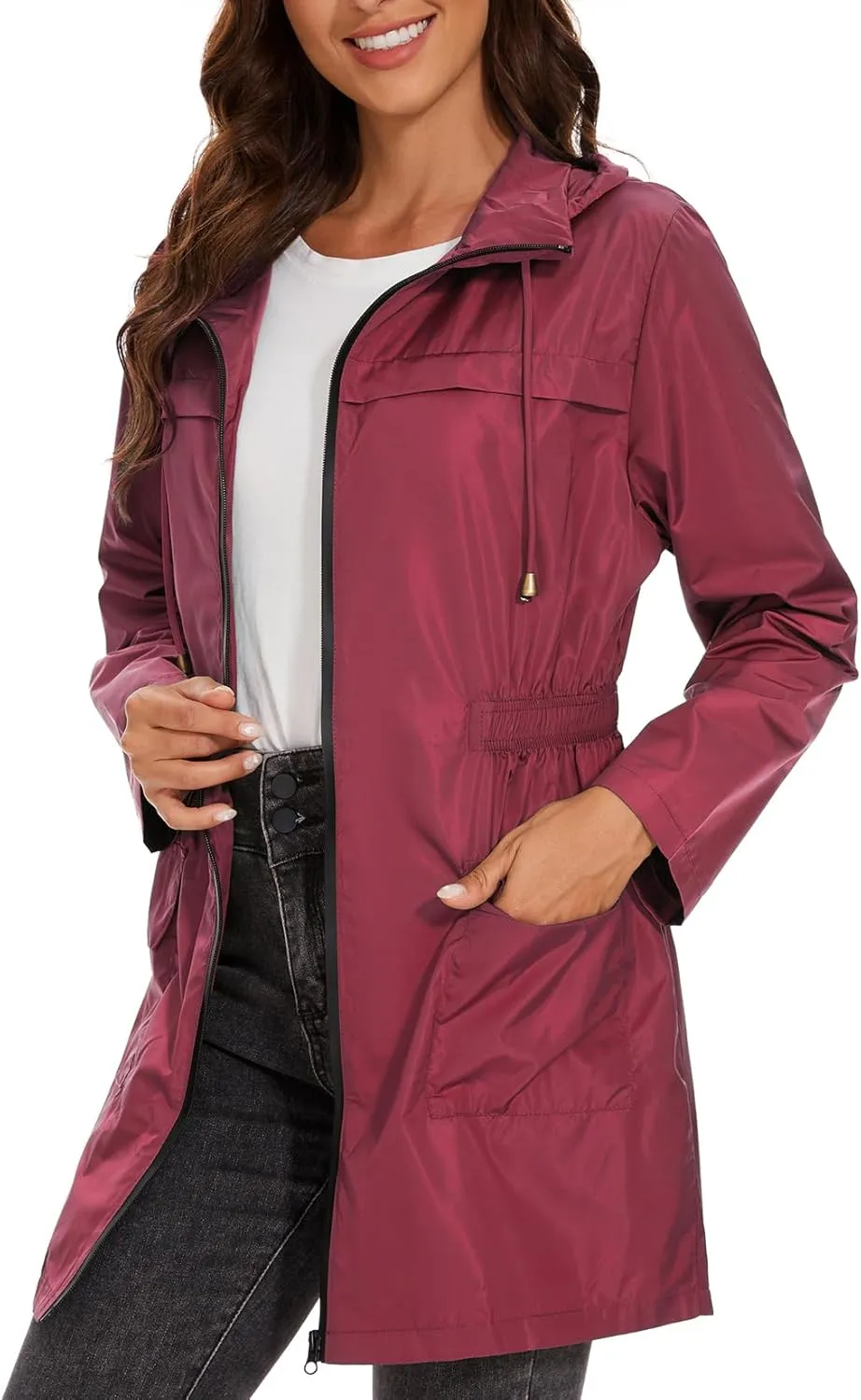 Century Star Packable Rain Jackets Waterproof Womens Rain Coats with Hood Lightweight Windbreaker Jacket