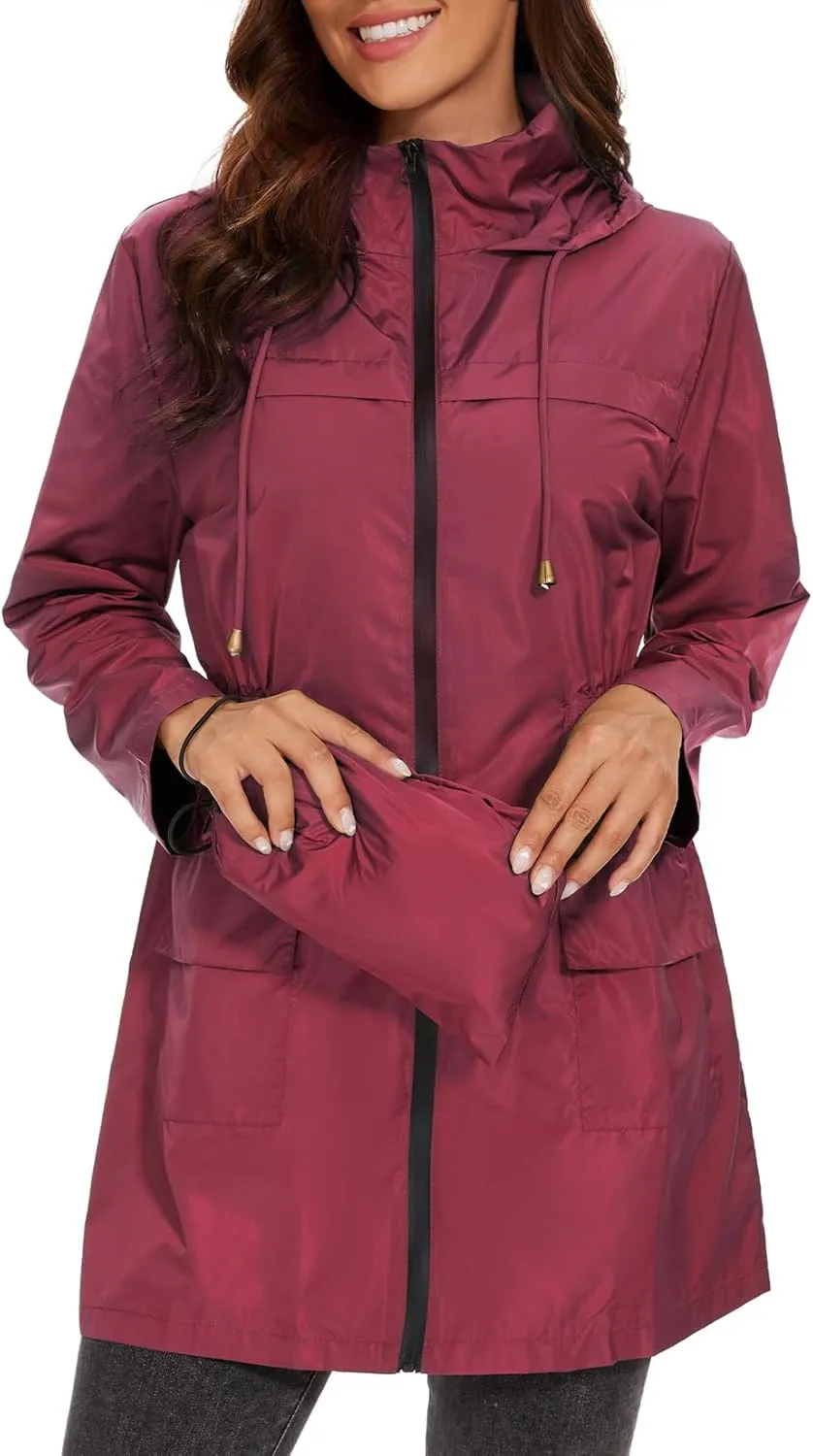 Century Star Packable Rain Jackets Waterproof Womens Rain Coats with Hood Lightweight Windbreaker Jacket