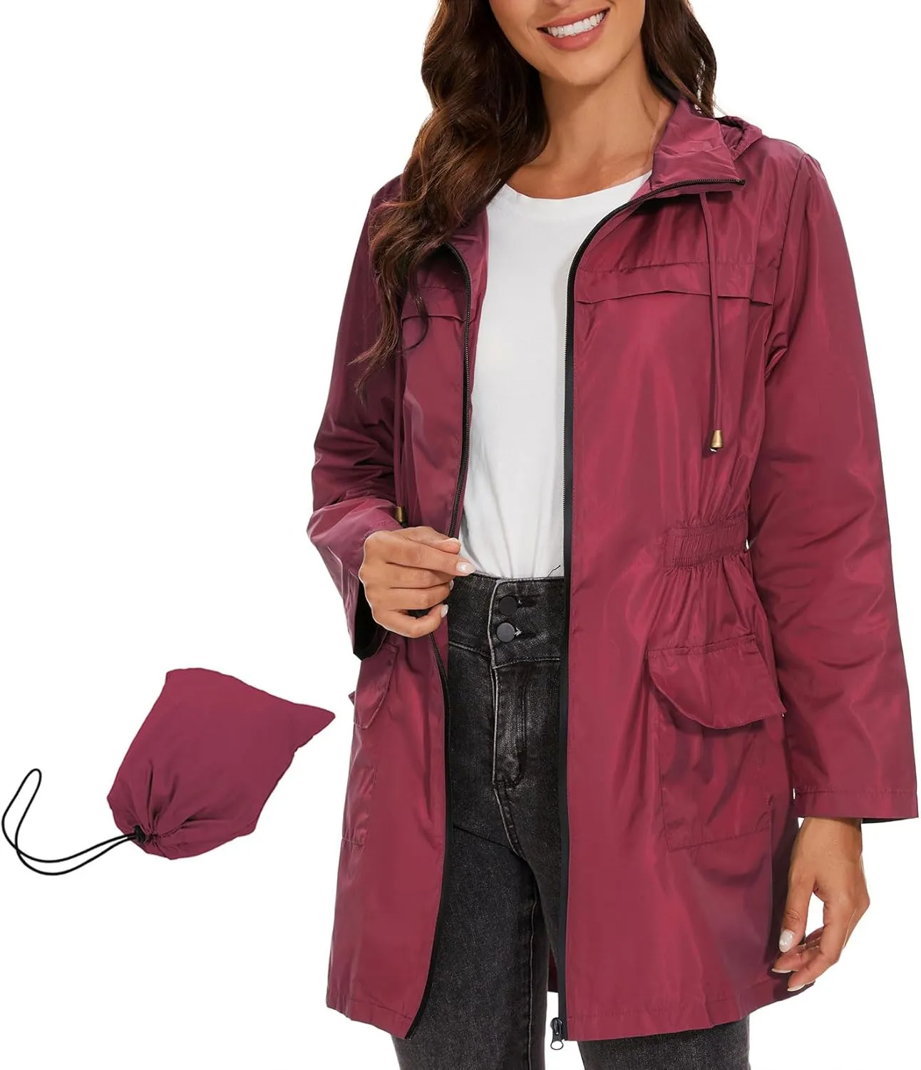 Century Star Packable Rain Jackets Waterproof Womens Rain Coats with Hood Lightweight Windbreaker Jacket