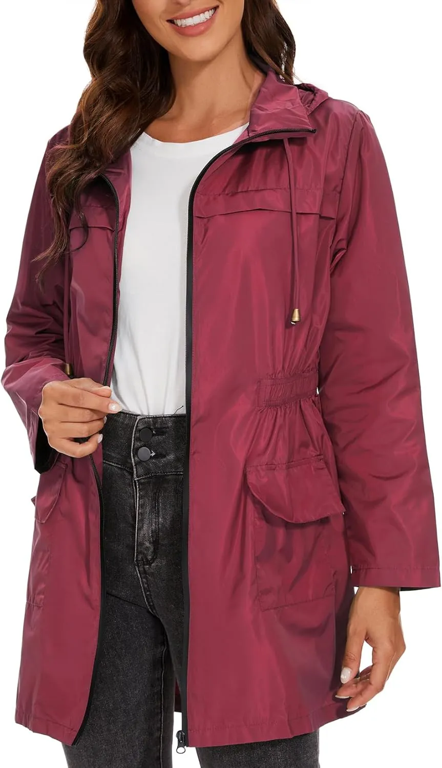 Century Star Packable Rain Jackets Waterproof Womens Rain Coats with Hood Lightweight Windbreaker Jacket