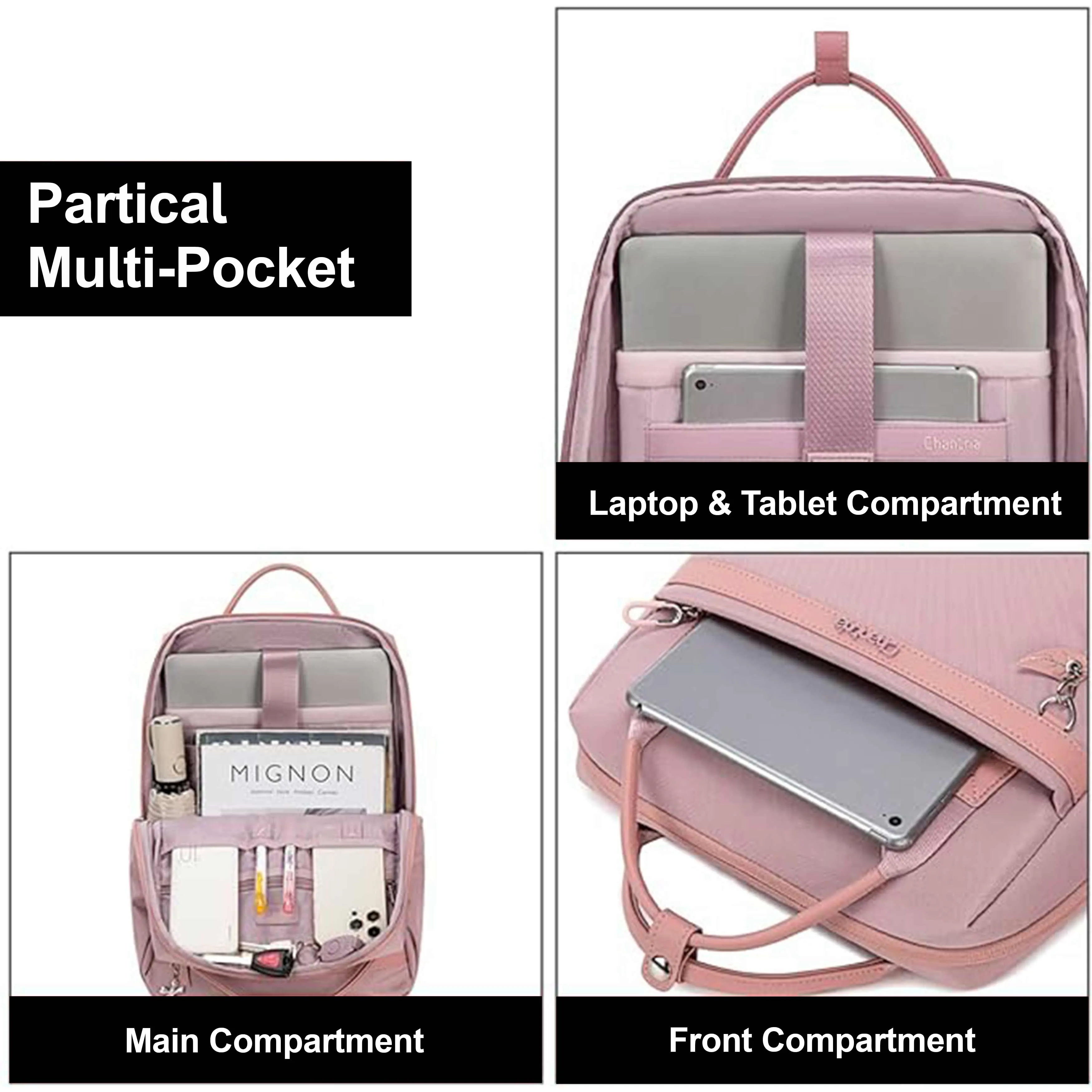 Chantria Premium Lightweight Laptop backpack for Women Water Resistant Multifunctional Anti-Theft Daypack with Separate Laptop Compartment, CB00639