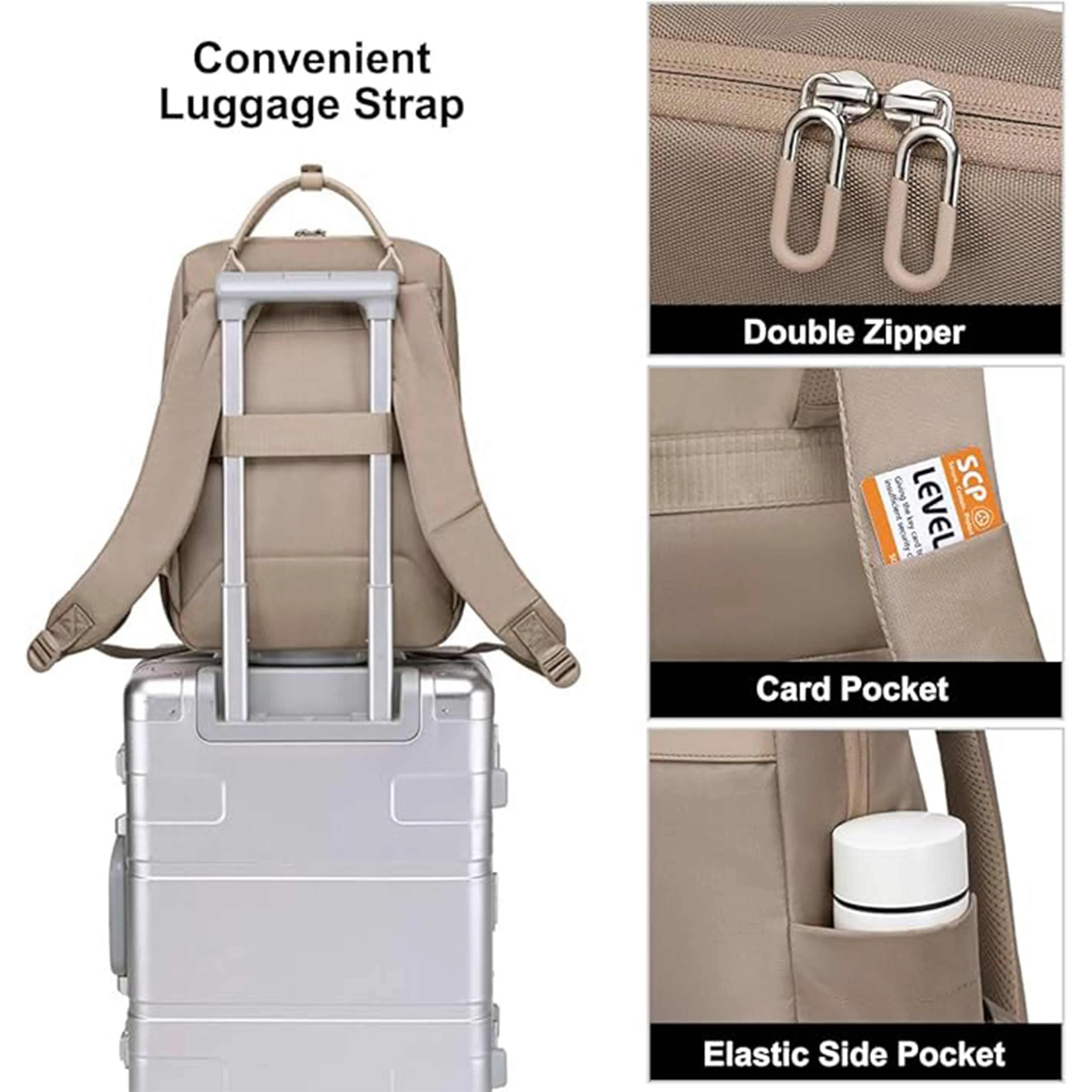 Chantria Premium Lightweight Laptop backpack for Women Water Resistant Multifunctional Anti-Theft Daypack with Separate Laptop Compartment, CB00639