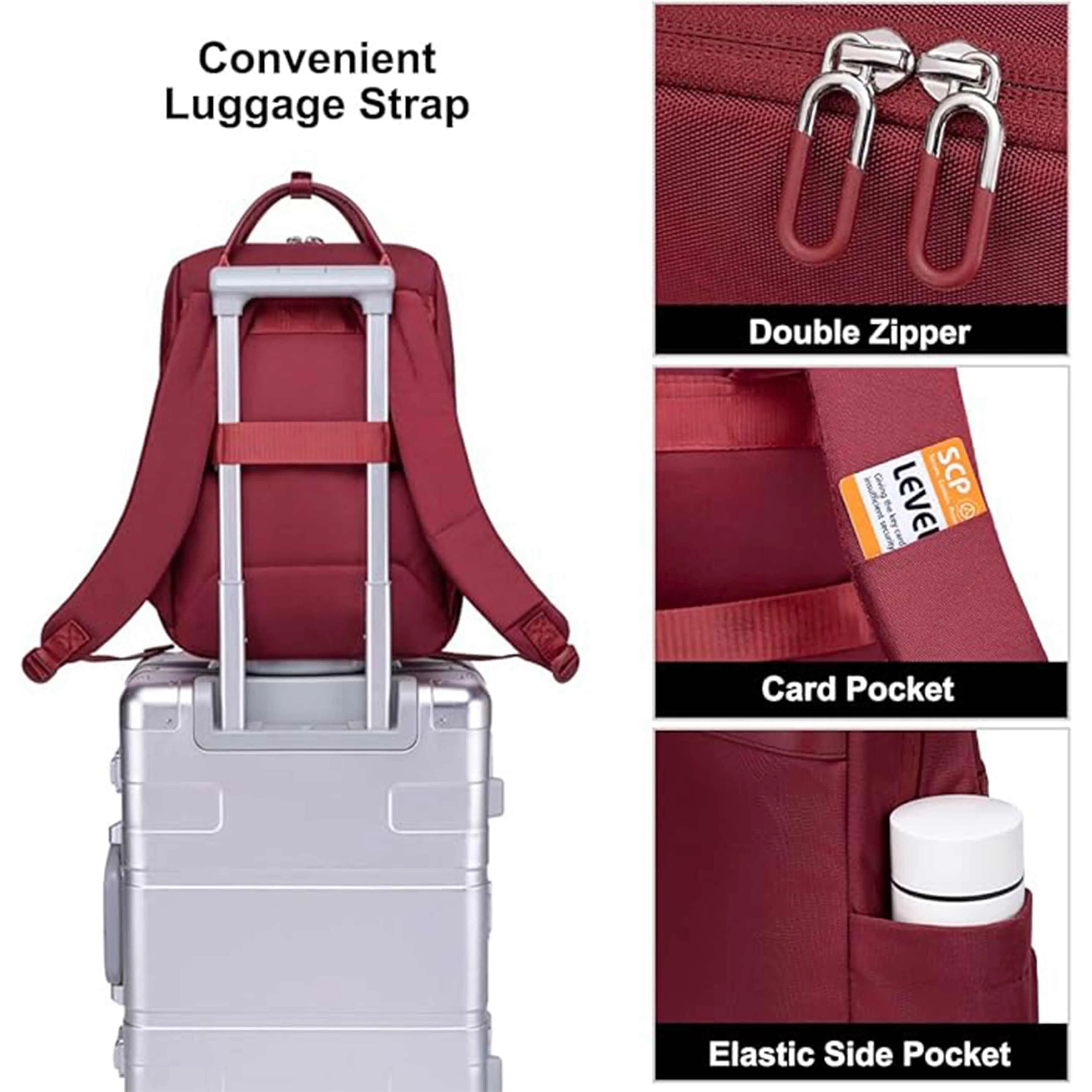 Chantria Premium Lightweight Laptop backpack for Women Water Resistant Multifunctional Anti-Theft Daypack with Separate Laptop Compartment, CB00639