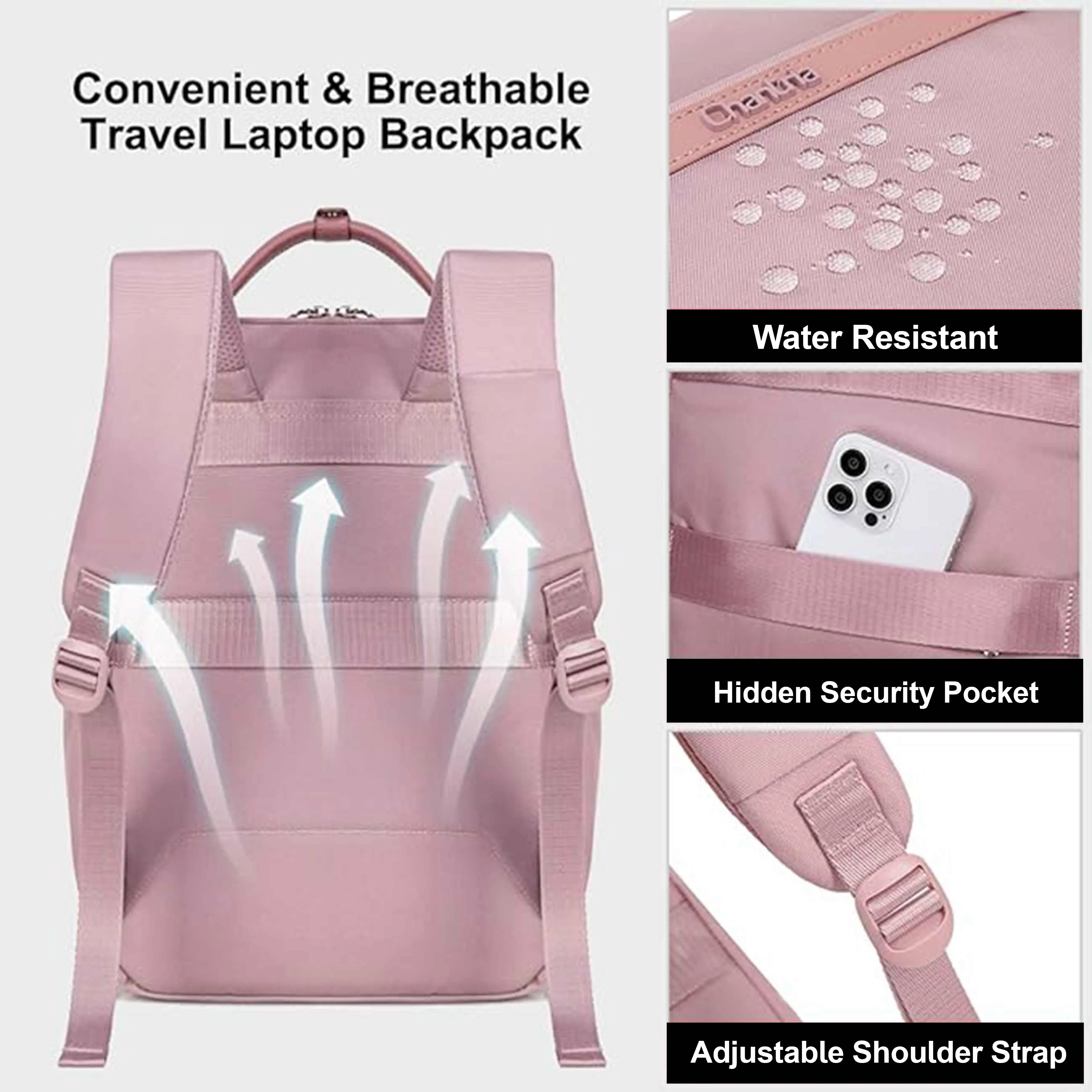 Chantria Premium Lightweight Laptop backpack for Women Water Resistant Multifunctional Anti-Theft Daypack with Separate Laptop Compartment, CB00639