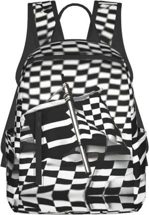 Checkered Flags Race Flags Printing Laptop Backpack Sports Backpack Travel Bag Casual Bag Work Daypack