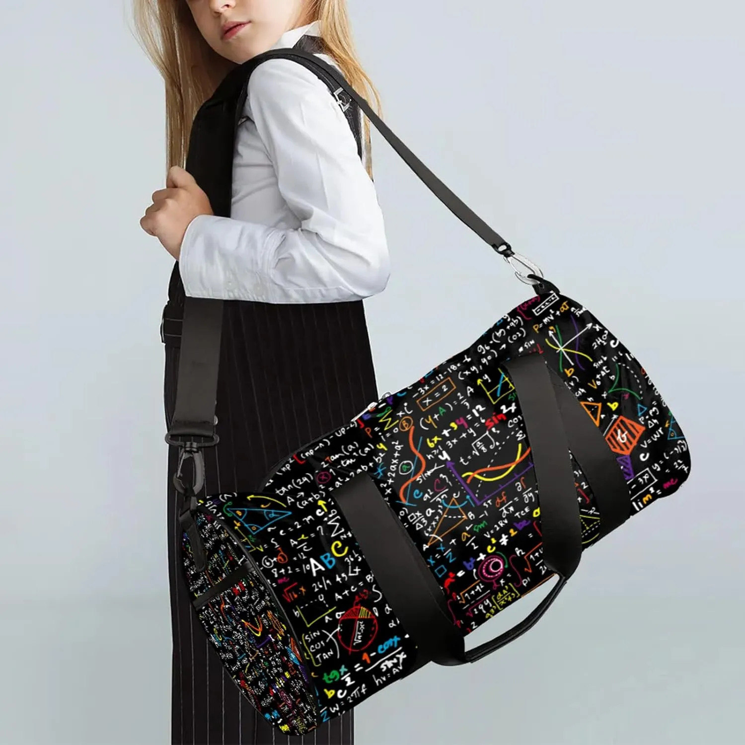 Chemical Molecule Formula Sports Gym Bag for Men Women Lightweight Travel Duffle Bag with Shoulder Strap Waterproof Carry On Weekender Overnight Bag for Travel Sports Gym
