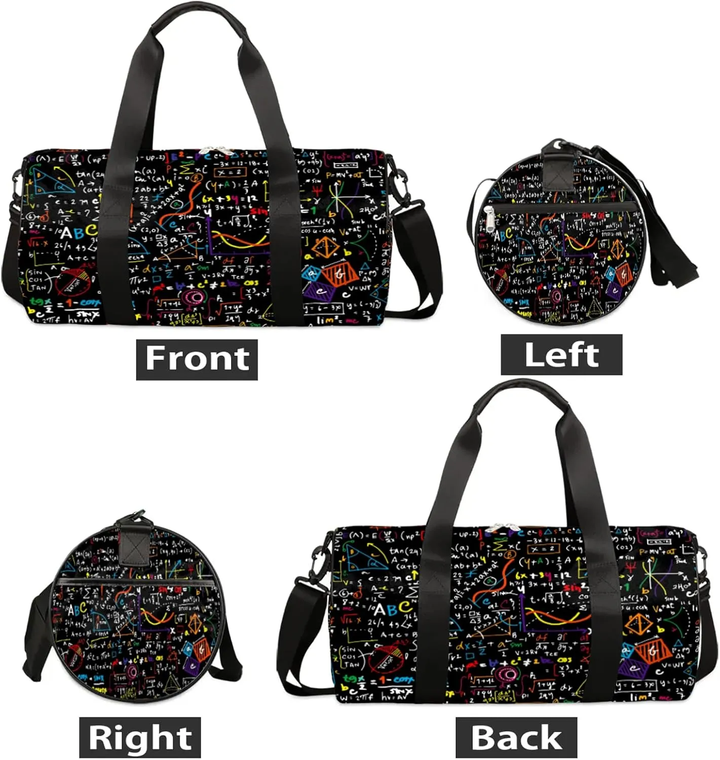Chemical Molecule Formula Sports Gym Bag for Men Women Lightweight Travel Duffle Bag with Shoulder Strap Waterproof Carry On Weekender Overnight Bag for Travel Sports Gym