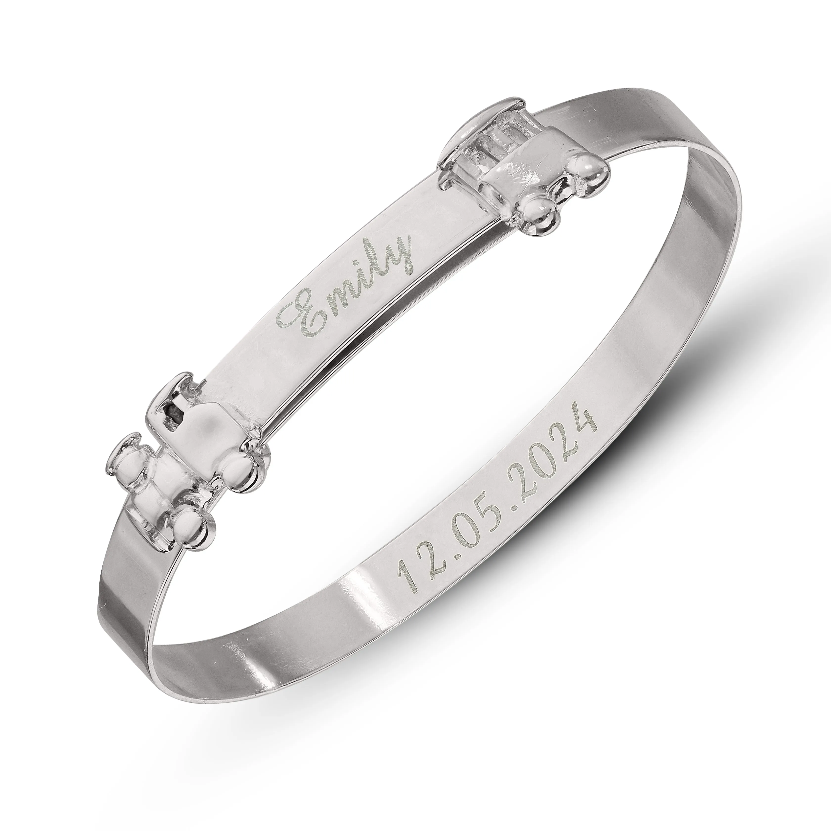 Children's Personalised Choo Choo Train Baby Baby Bangle (0-1 years)