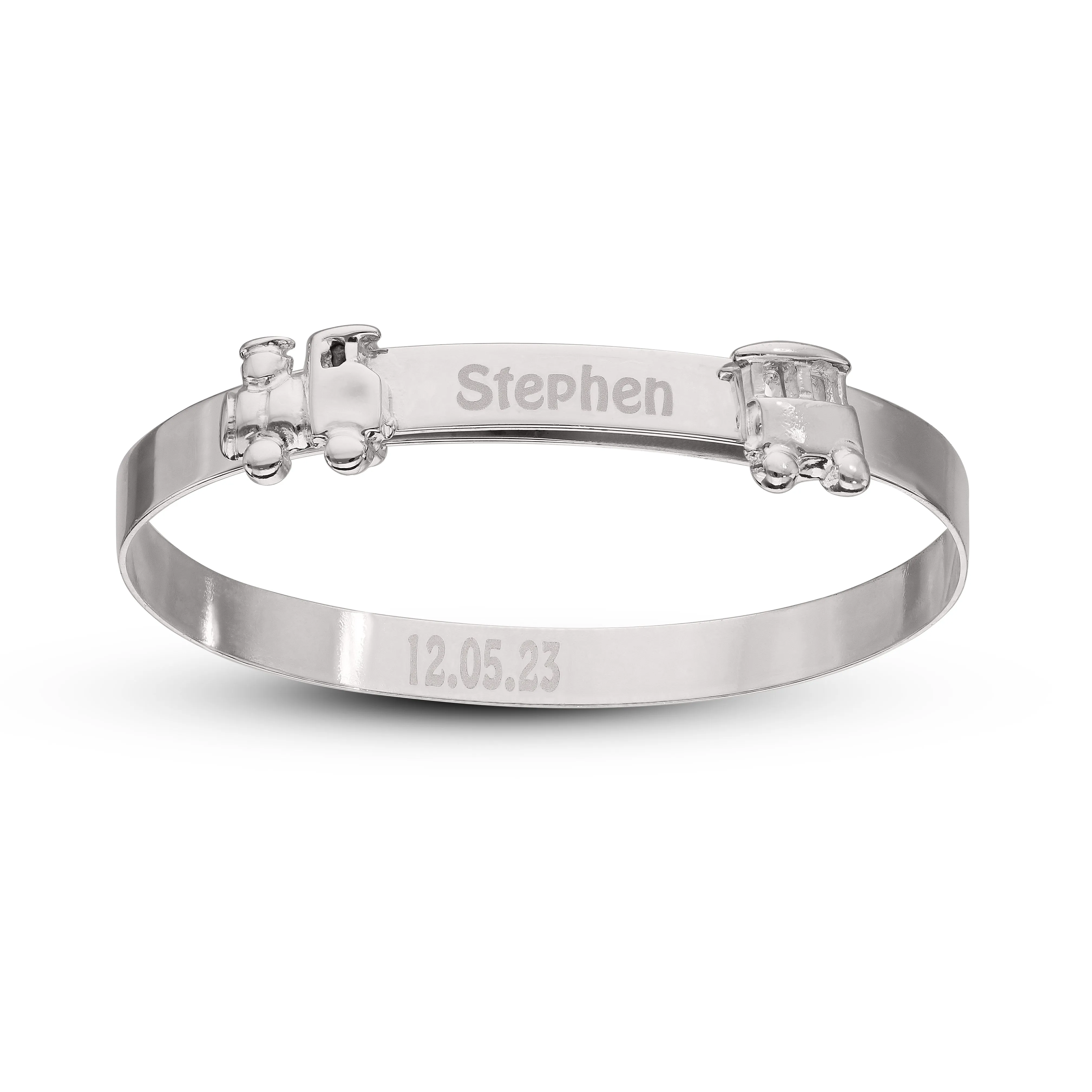 Children's Personalised Choo Choo Train Baby Baby Bangle (0-1 years)