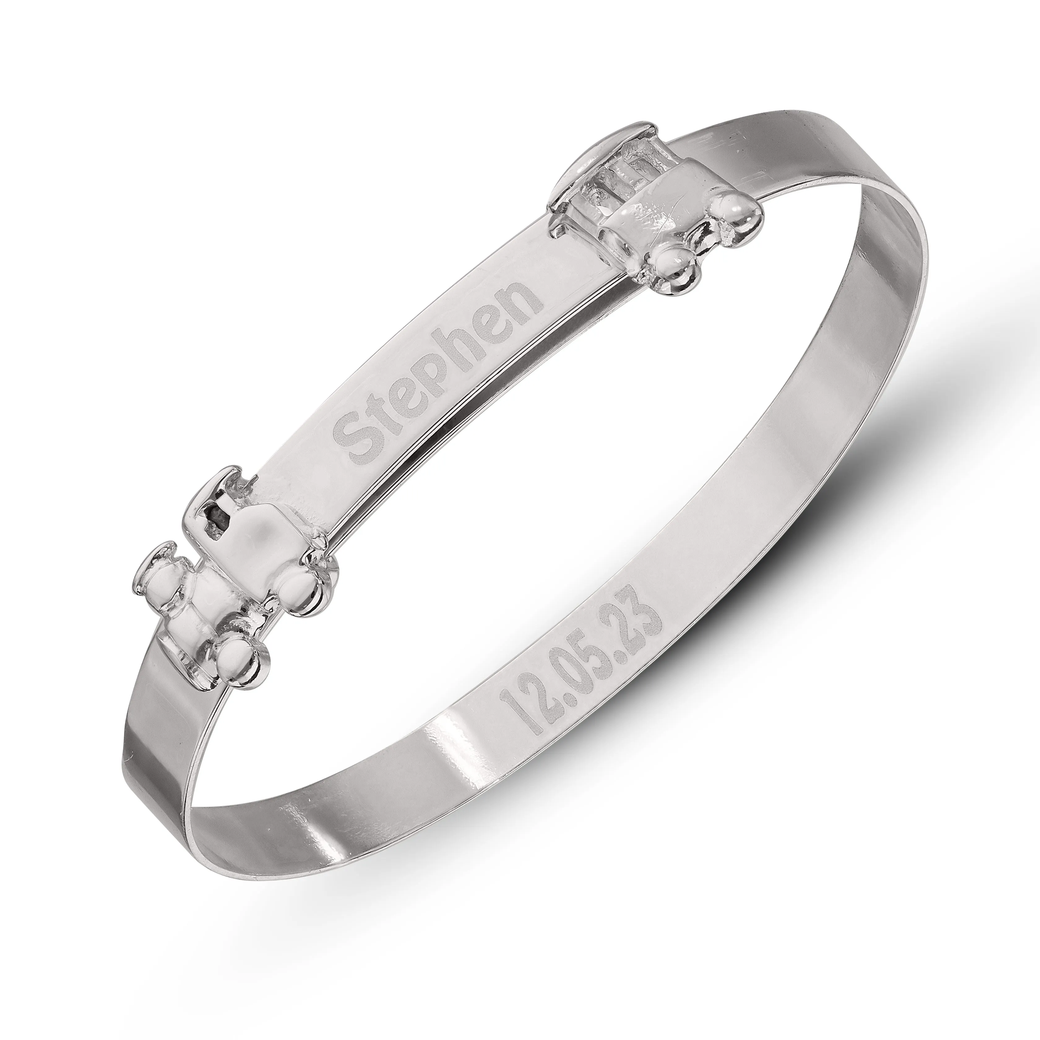 Children's Personalised Choo Choo Train Baby Baby Bangle (0-1 years)
