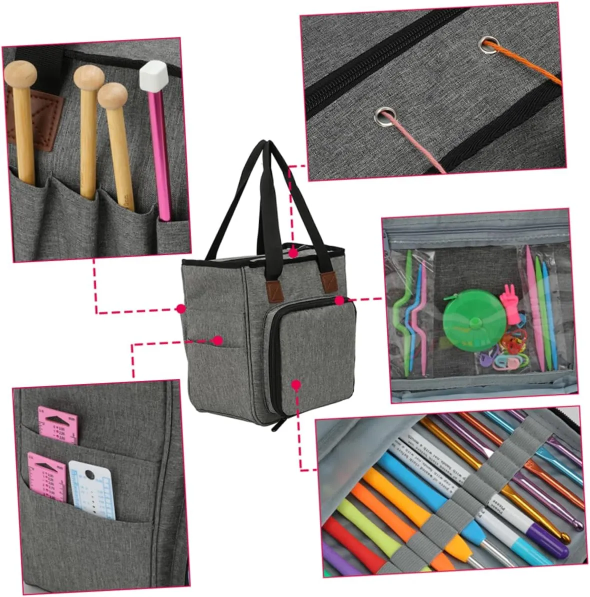 CIMAXIC Fashionable Woolen Yarn Bag Multi-Compartment Home Organizer Shoulder Strap