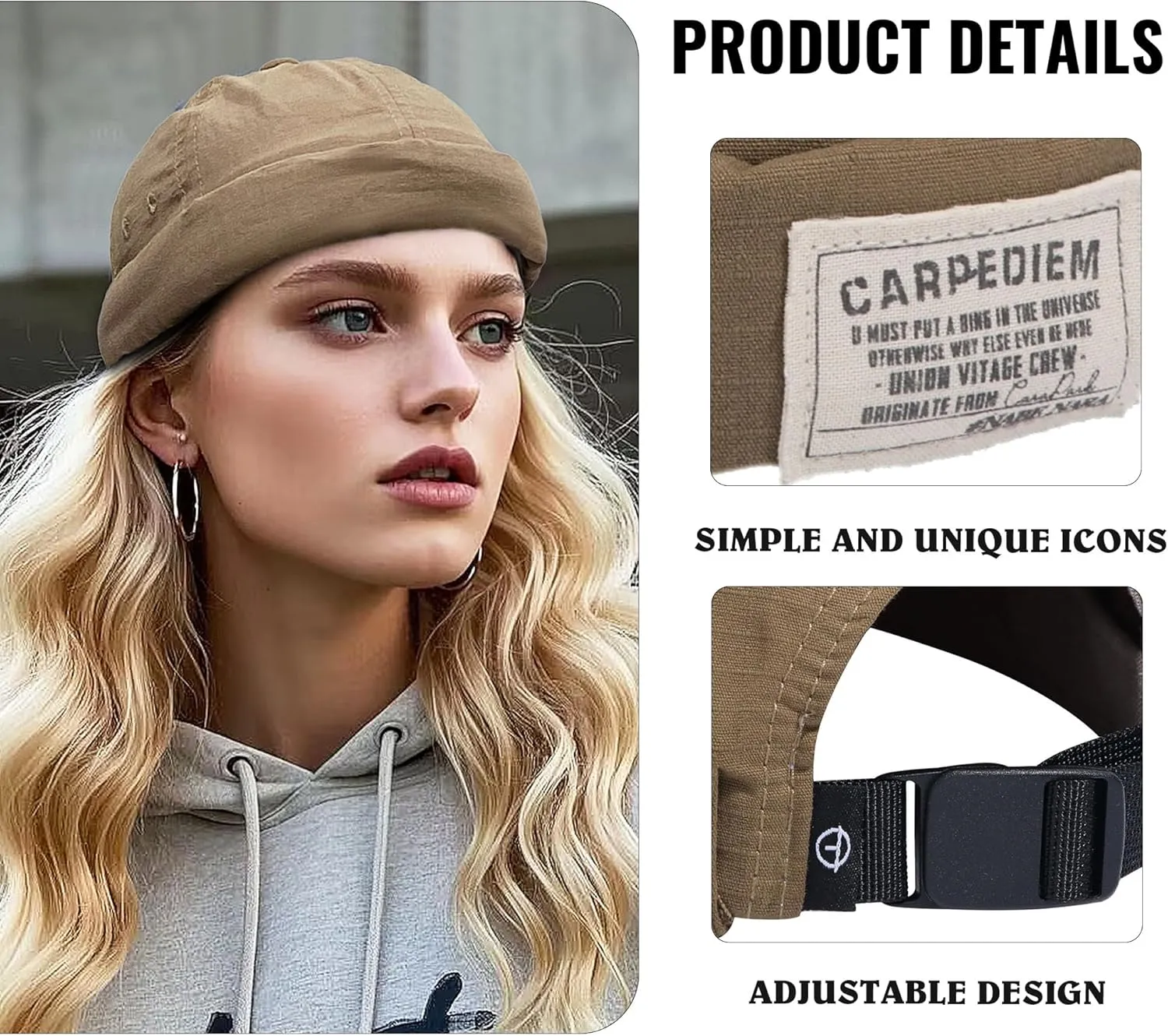 CLAPE Cotton Brimless Hat Fisherman No Visor Skull Beanie Docker Leon Harbour Hat Roll-up Edge Hip hop Hats