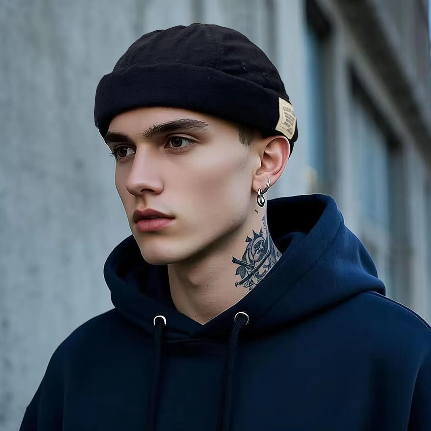 CLAPE Cotton Brimless Hat Fisherman No Visor Skull Beanie Docker Leon Harbour Hat Roll-up Edge Hip hop Hats