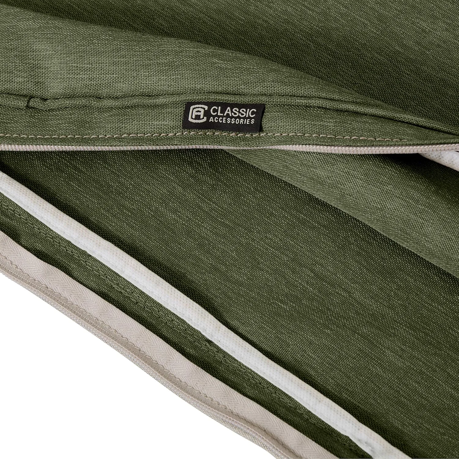 Classic Accessories Montlake FadeSafe Water-Resistant Patio Lounge Back Cushion Cover, 21 x 15 x 4 Inch, Heather Fern, Patio Furniture Cushion Covers (Pack of 2)