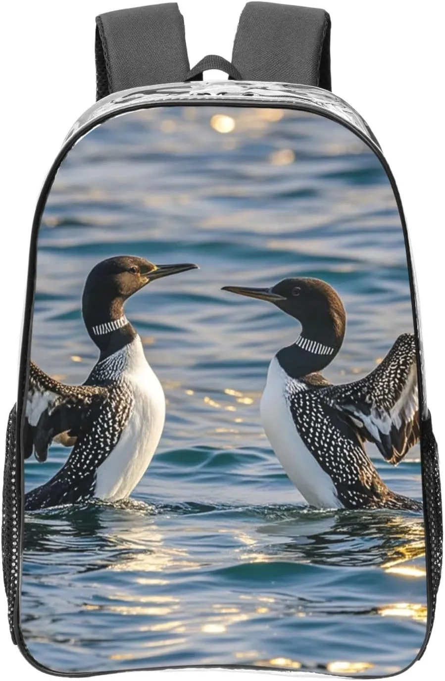 Clear Backpack Heavy Duty PVC Transparent Bookbag Loon Birds Backpack Daypack Laptop Backpack