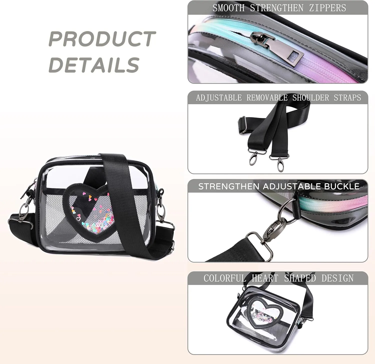 Clear Crossbody Bag for Women Girls Kids Purse Toddlers Shoulder Messenger Handbags Transparent Bags Wallet Pouch
