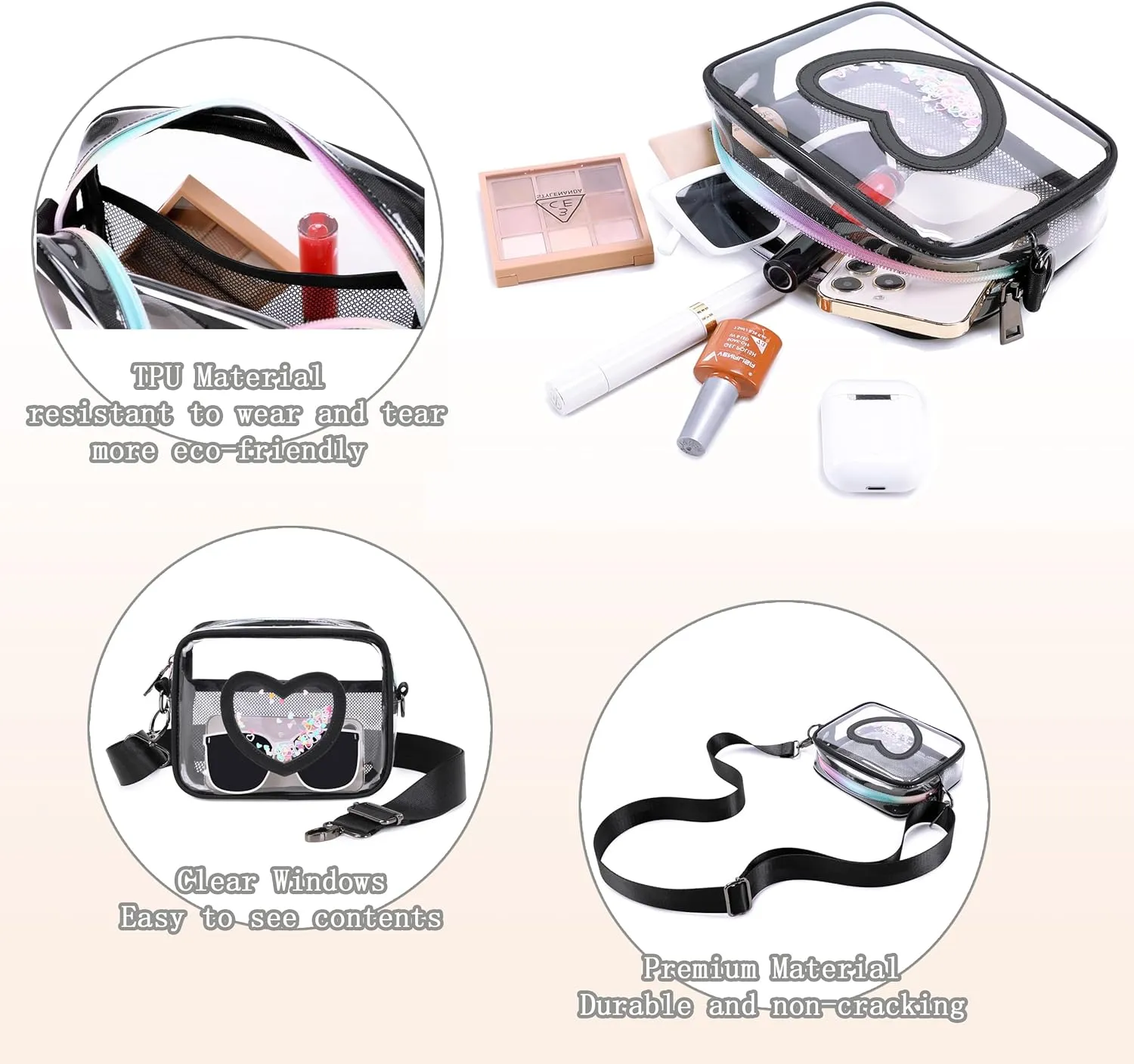 Clear Crossbody Bag for Women Girls Kids Purse Toddlers Shoulder Messenger Handbags Transparent Bags Wallet Pouch