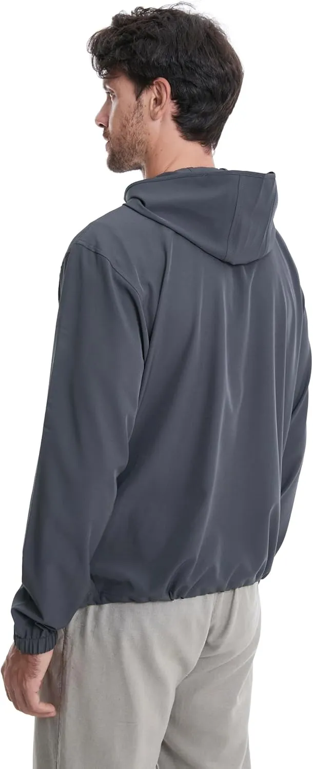 clothin Mens Lightweight Running Jacket with Hood Zip Pockets for Fishing Hiking Travel
