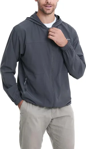 clothin Mens Lightweight Running Jacket with Hood Zip Pockets for Fishing Hiking Travel