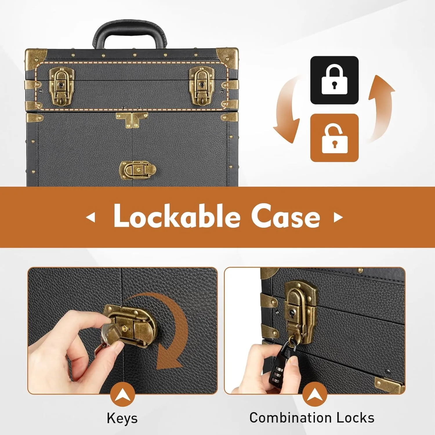 CNCEST Beauty Salon Luggage,Rolling Lockable Makeup Train Case Hairdressing Trolley Stylist Beauty Salon Cosmetic Luggage Travel Organizer Tool Box with Hair Dryer Holder