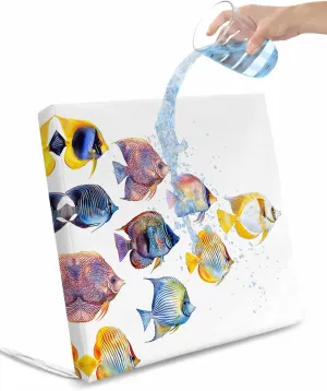 Coastal Fishes Outdoor Cushion Chair Cover Set of 2 - Waterproof Couch Seat Covers, Summer Beach Ocean Life Watercolor Patio Furniture Protector Cushions Slipcovers for Sofa/RV, 22"x20"x4"