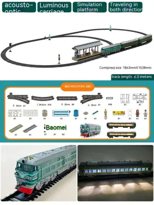 Color: Style1, style: 3rechargeable battery - Children's Electric Train Simulati
