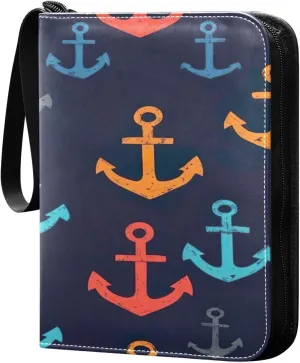Colorful Anchors Card Binder 4-Pocket, 400 Pockets Trading Cards Holder Games Card Albums Storage Organizer Case for Football, Baseball Cards