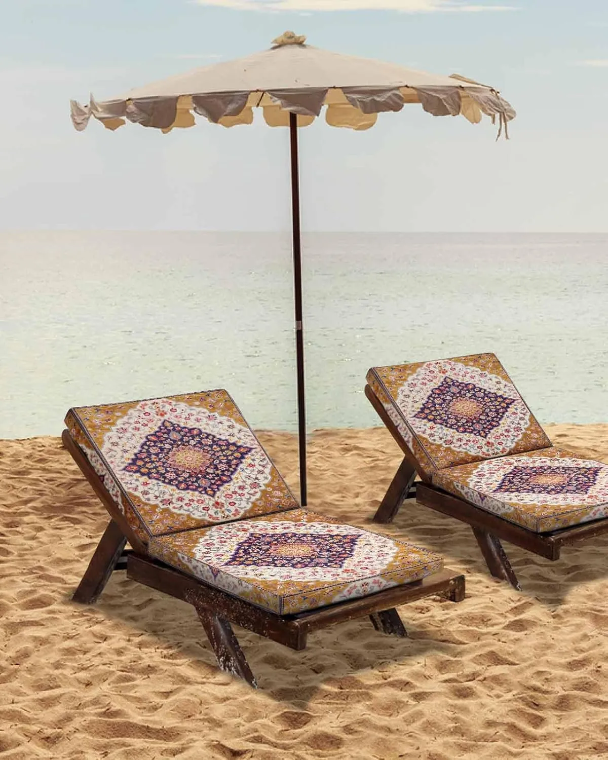 Colorful Boho Outdoor Cushion Chair Cover Set of 2 - Waterproof Couch Seat Covers, Southwest Aztec Abstract Geometric Art Patio Furniture Protector Cushions Slipcovers for Sofa/RV, 24"x24"x4"