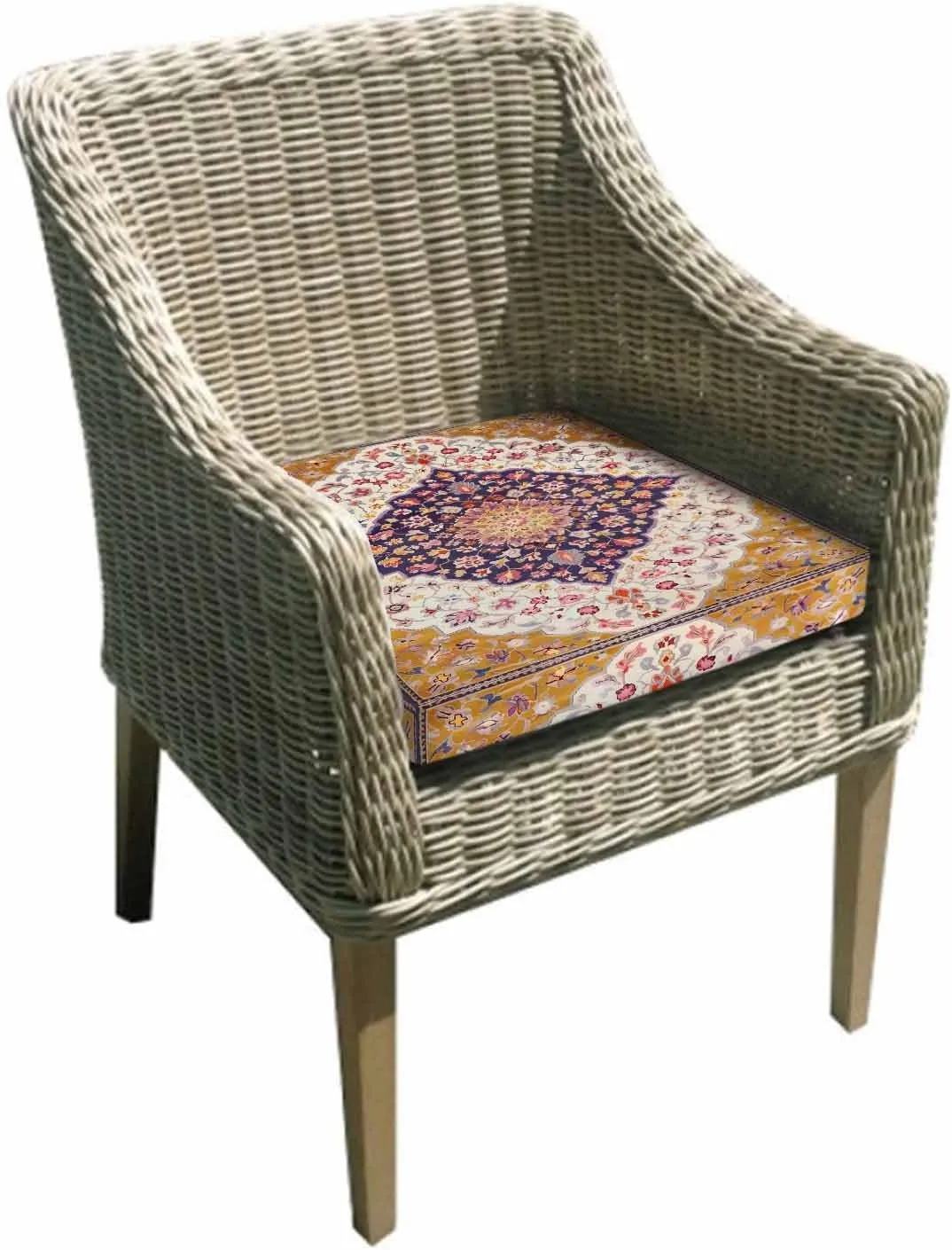 Colorful Boho Outdoor Cushion Chair Cover Set of 2 - Waterproof Couch Seat Covers, Southwest Aztec Abstract Geometric Art Patio Furniture Protector Cushions Slipcovers for Sofa/RV, 24"x24"x4"