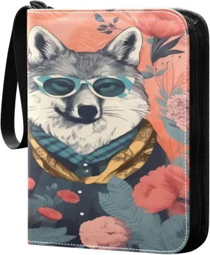 Colorful Cool Wolves Card Binder 4-Pocket, 400 Pockets Trading Cards Holder Games Card Albums Storage Organizer Case for Football, Baseball Cards