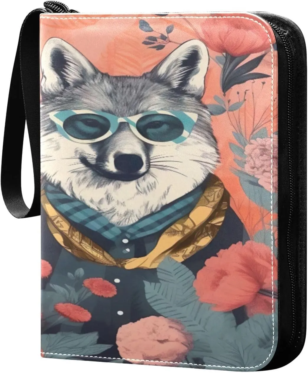 Colorful Cool Wolves Card Binder 4-Pocket, 400 Pockets Trading Cards Holder Games Card Albums Storage Organizer Case for Football, Baseball Cards