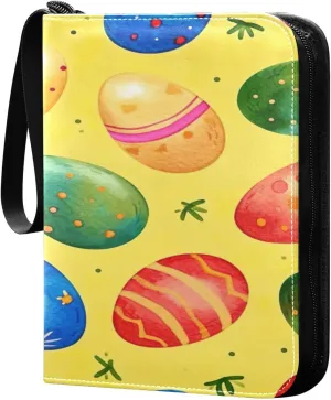 Colorful Eggs Card Binder 4-Pocket, 400 Pockets Trading Cards Holder Games Card Albums Storage Organizer Case for Football, Baseball Cards