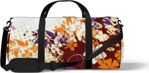 Colorful Flower Background Brown Grunge Illustration Sports Bag Tote Bag Waterproof Gym Bag with Shoulder Strap Zipper 2 Side Pockets for Men and Women, Travel and Storage Shoulder Bag.