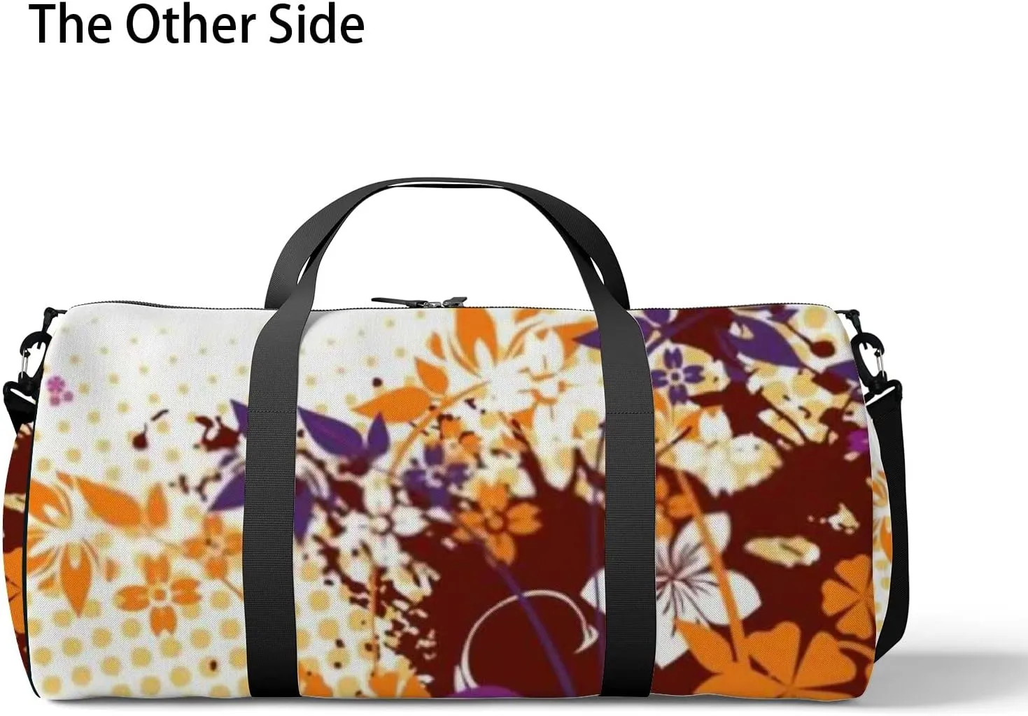 Colorful Flower Background Brown Grunge Illustration Sports Bag Tote Bag Waterproof Gym Bag with Shoulder Strap Zipper 2 Side Pockets for Men and Women, Travel and Storage Shoulder Bag.
