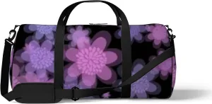 Colorful Flower Patterned Wallpaper Black Background Sports Bag Tote Bag Waterproof Gym Bag with Shoulder Strap Zipper 2 Side Pockets for Men and Women, Travel and Storage Shoulder Bag.