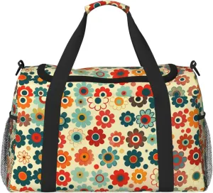 Colorful Flowers Big Capacity Sports Gym Bag Portable Travel Duffle Bag, Funny Floral Lightweight Weekender Workout Bag for Overnight, Unisex