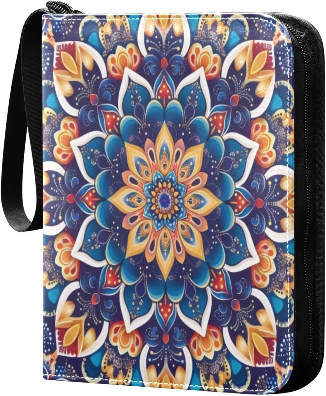 Colorful Mandala Card Binder 4-Pocket, 400 Pockets Trading Cards Holder Games Card Albums Storage Organizer Case for Football, Baseball Cards