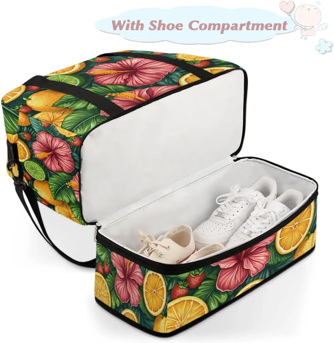 Colorful Pattern Retro Flower Travel Duffle Bag, Collapsible Travel Bag Sports Gym Bag With Shoes Compartment Weekender Bag Overnight Bag For Women Men
