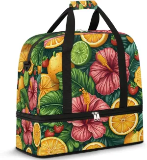 Colorful Pattern Retro Flower Travel Duffle Bag, Collapsible Travel Bag Sports Gym Bag With Shoes Compartment Weekender Bag Overnight Bag For Women Men